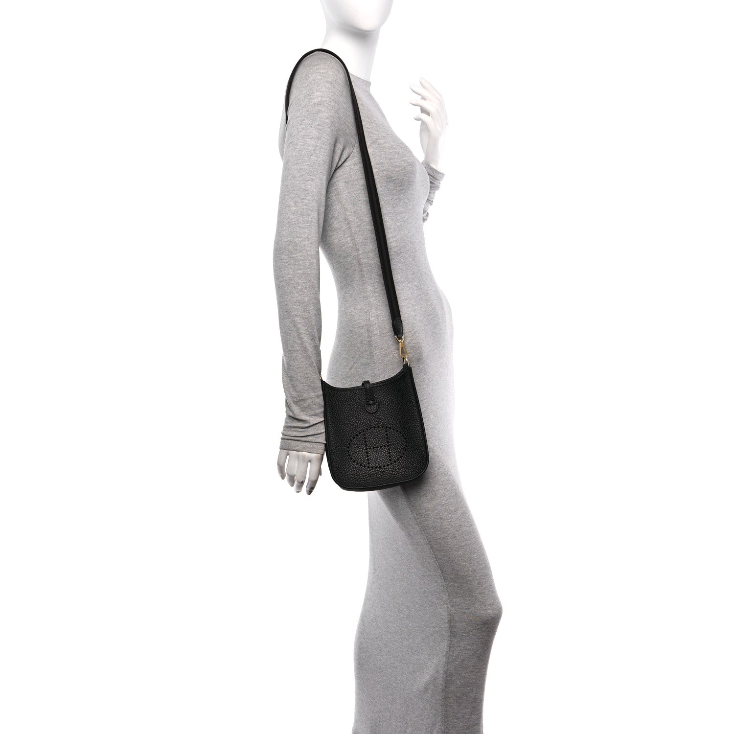 Hermes Taurillon Clemence Evelyne TPM Black Chocolate 2 of 11