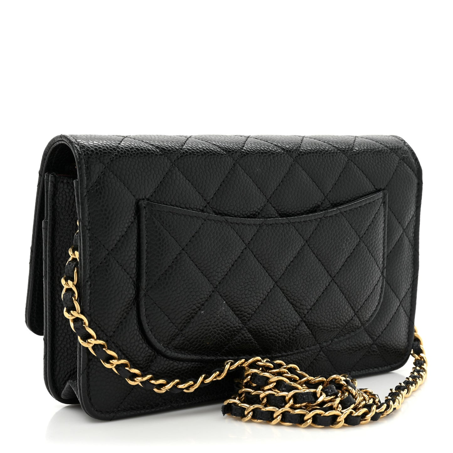 Caviar Quilted Wallet on Chain WOC Black