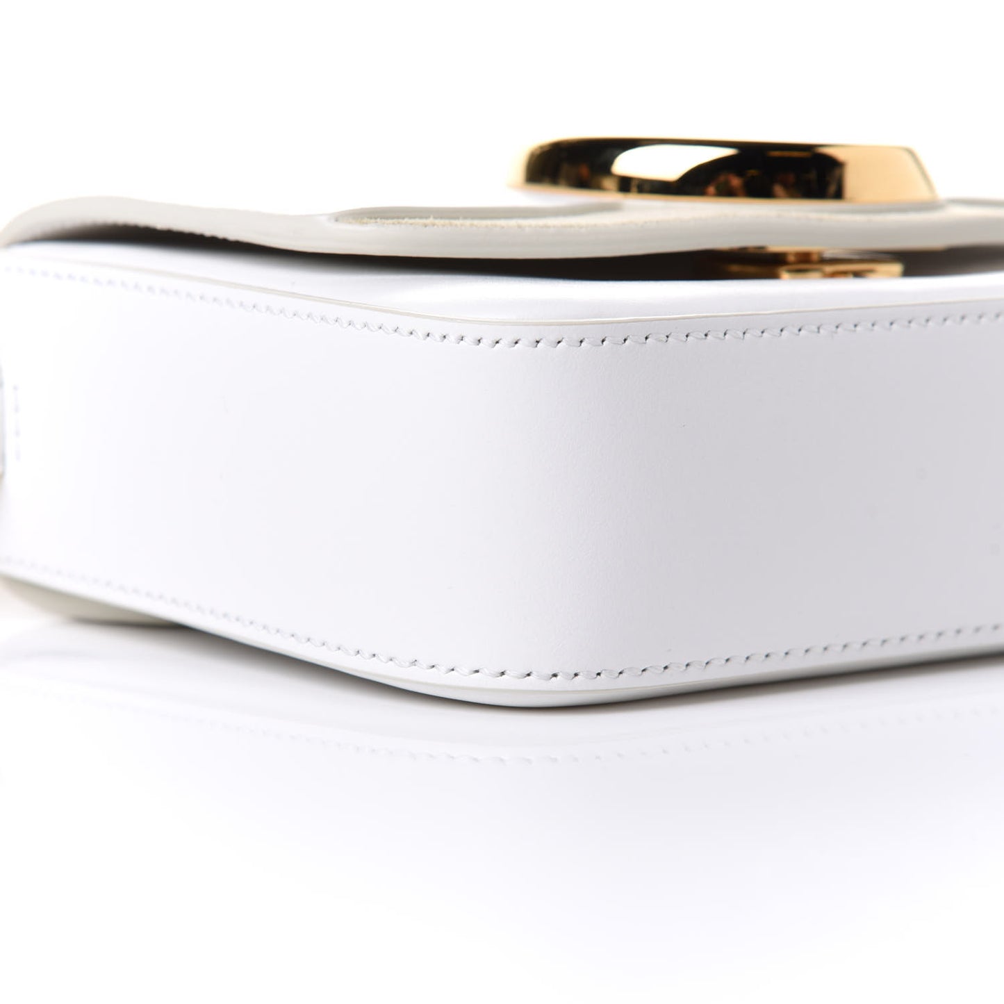 Shiny Calfskin Suede Mini C Bag Brilliant White
