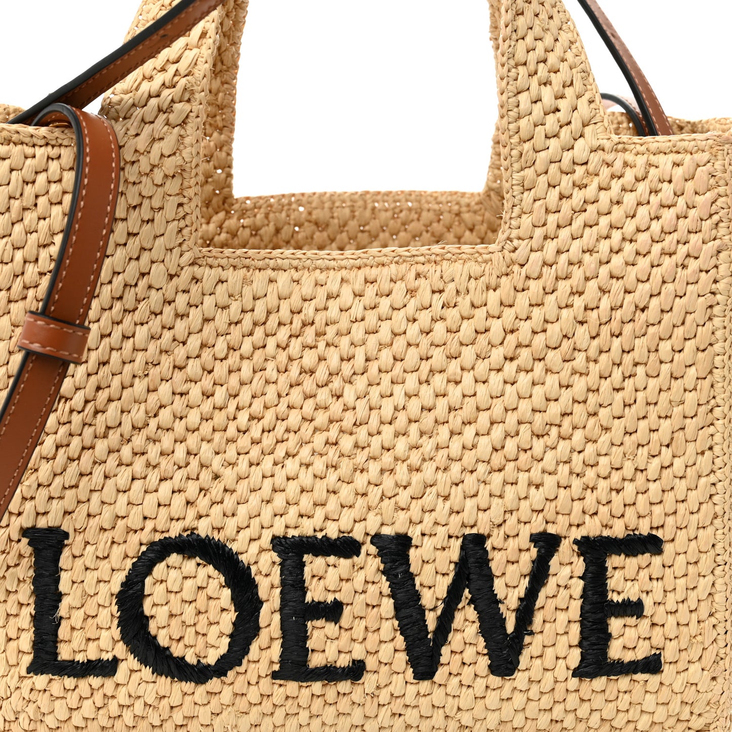 X PAULA'S IBIZA Raffia Small Font Tote Natural Tan
