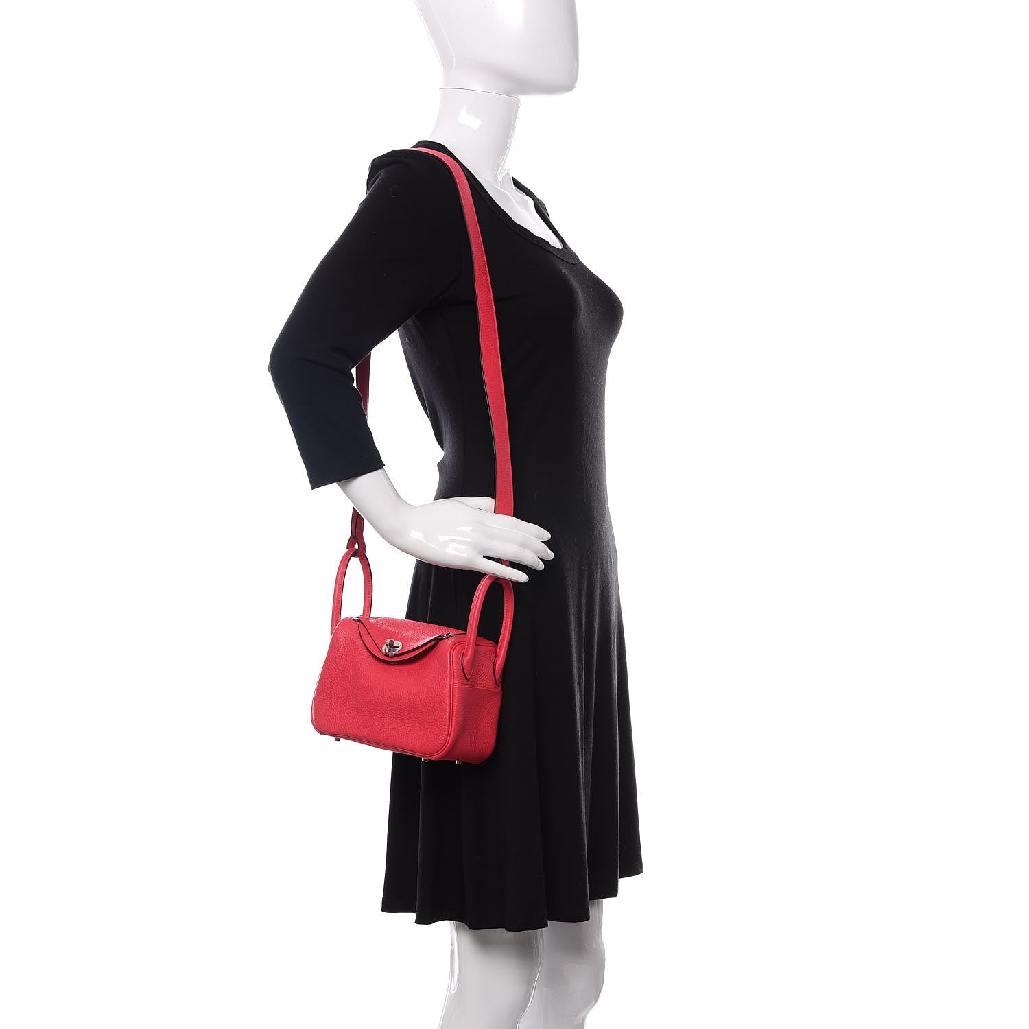 Hermes Taurillon Clemence Mini Lindy 20 Rose Extreme 2 of 11