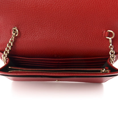 Gucci Pebbled Calfskin Soho Wallet on Chain Hibiscus Red 5 of 9