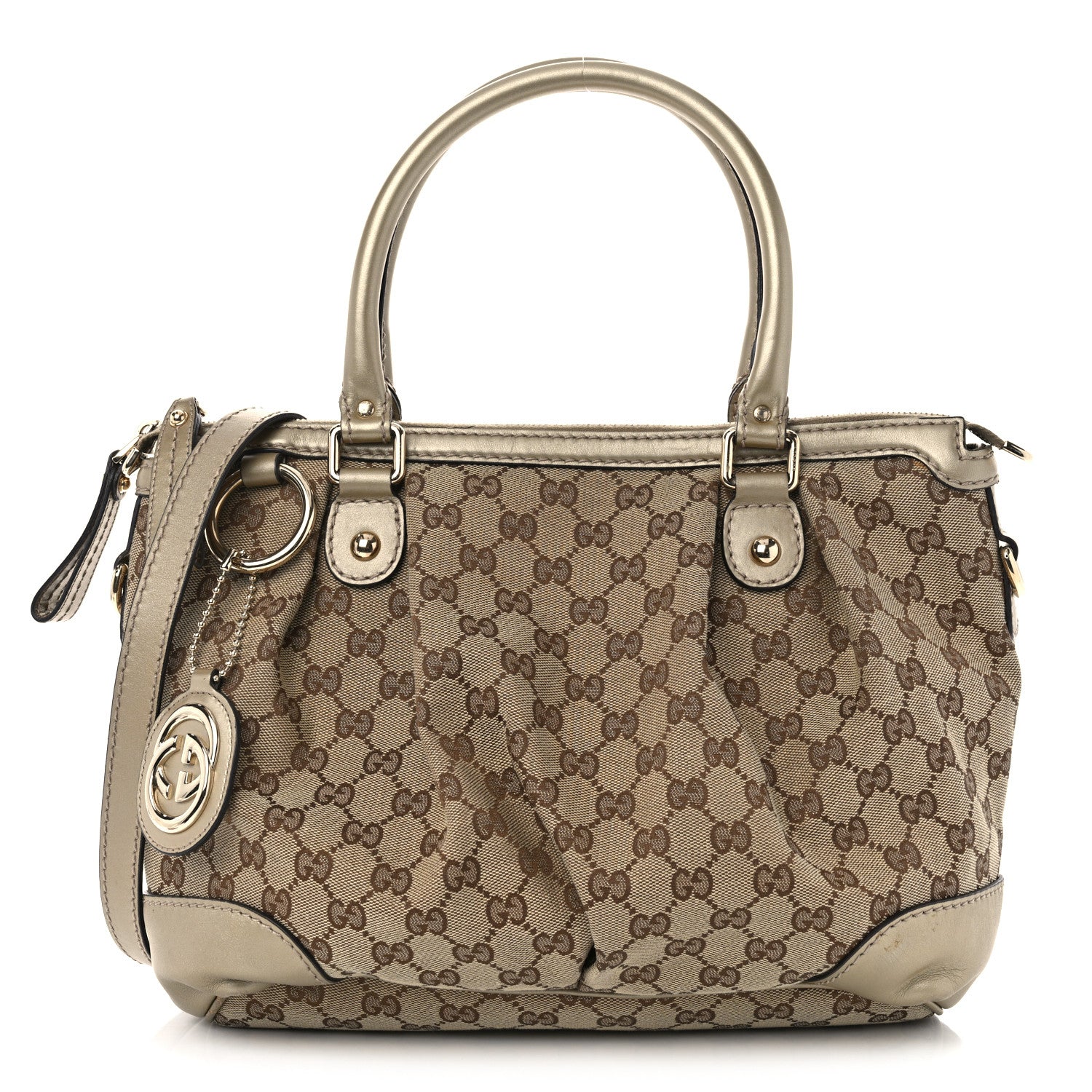 Gucci Monogram Medium Sukey Top Handle Bag Golden Beige 1 of 11