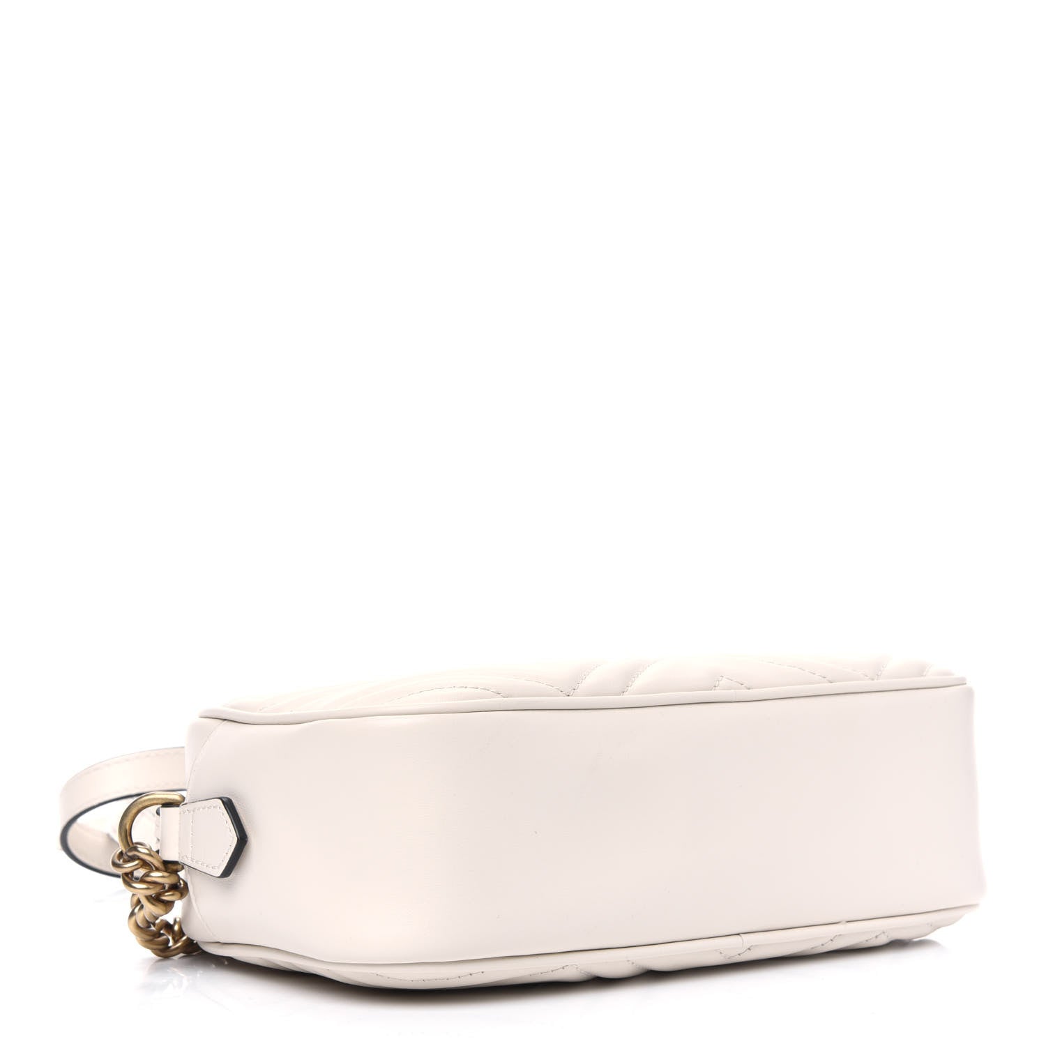 Gucci Calfskin Matelasse Small GG Marmont Chain Shoulder Bag White 3 of 5