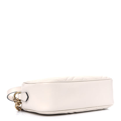 Gucci Calfskin Matelasse Small GG Marmont Chain Shoulder Bag White 3 of 5
