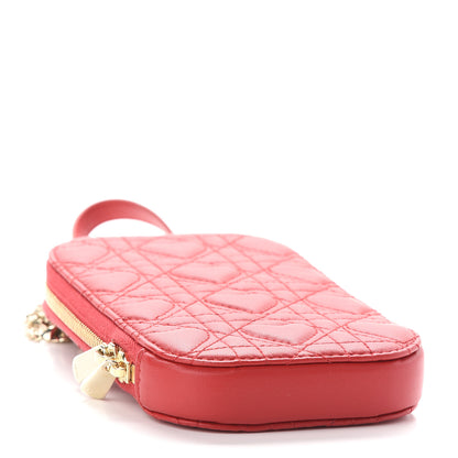Christian Dior Lambskin Cannage Dioramour Lady Dior Phone Holder Bright Red 4 of 8