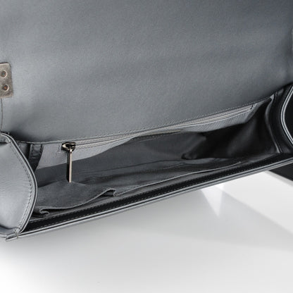 Chanel Metallic Calfskin Quilted Large Boy Flap Dark Silver 5 of 7