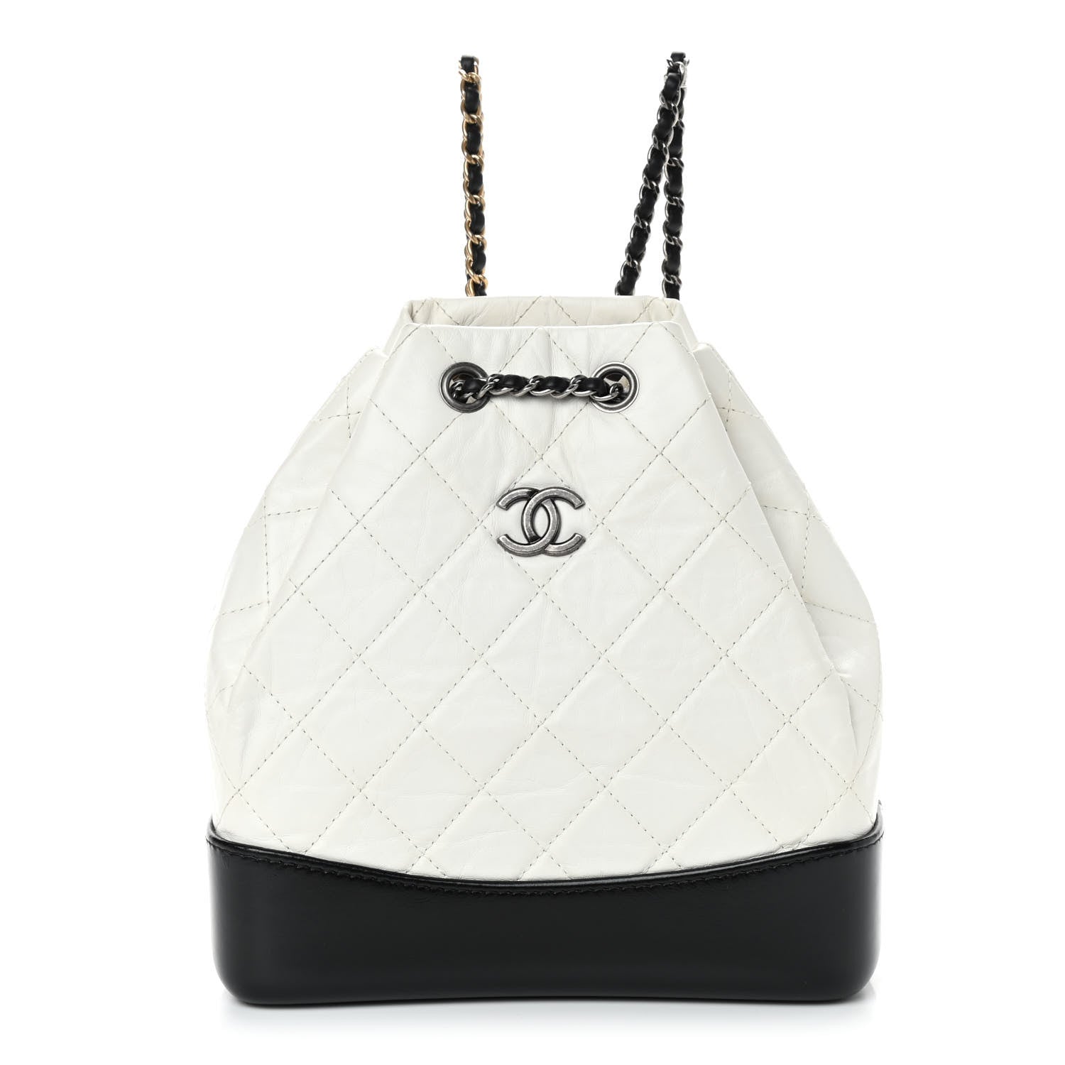 Chanel Aged Calfskin Quilted Small Gabrielle Backpack Black White 1 of 9