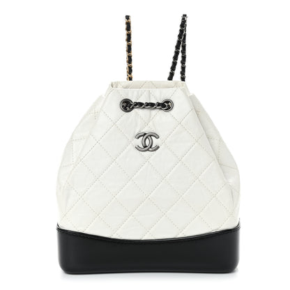 Chanel Aged Calfskin Quilted Small Gabrielle Backpack Black White 1 of 9