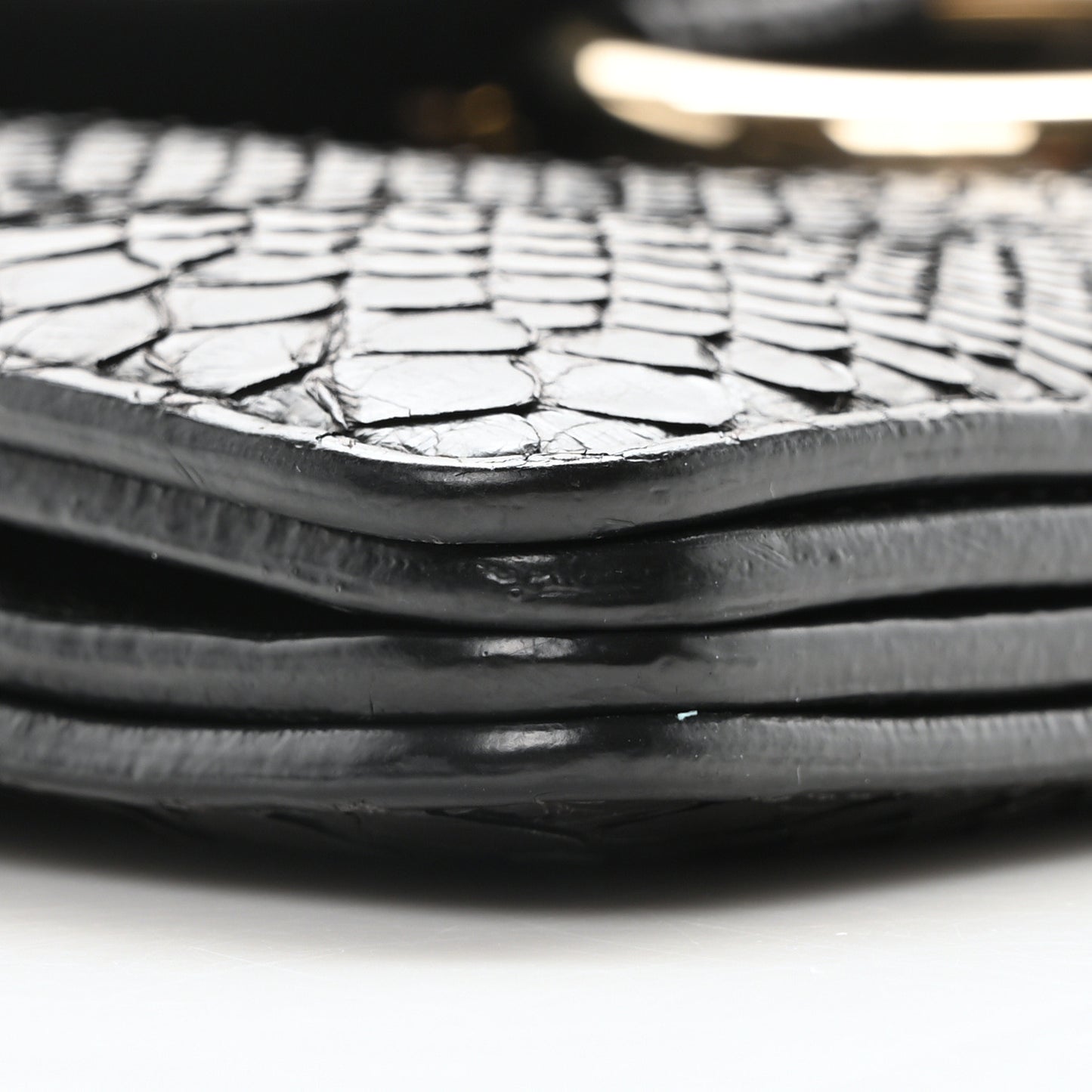 Snakeskin Medium Faye Shoulder Bag Black