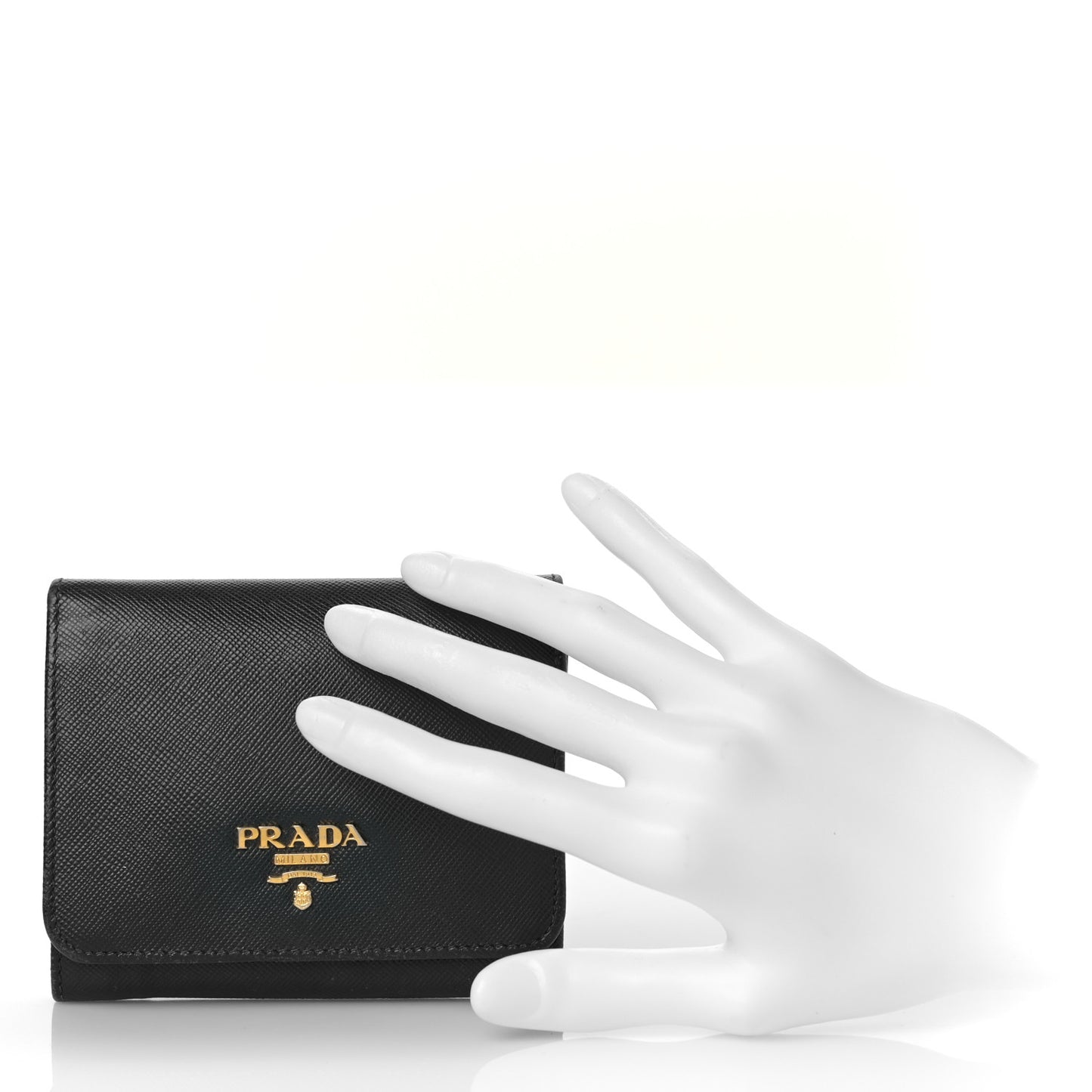 Saffiano Metal Tri-Fold Wallet Black
