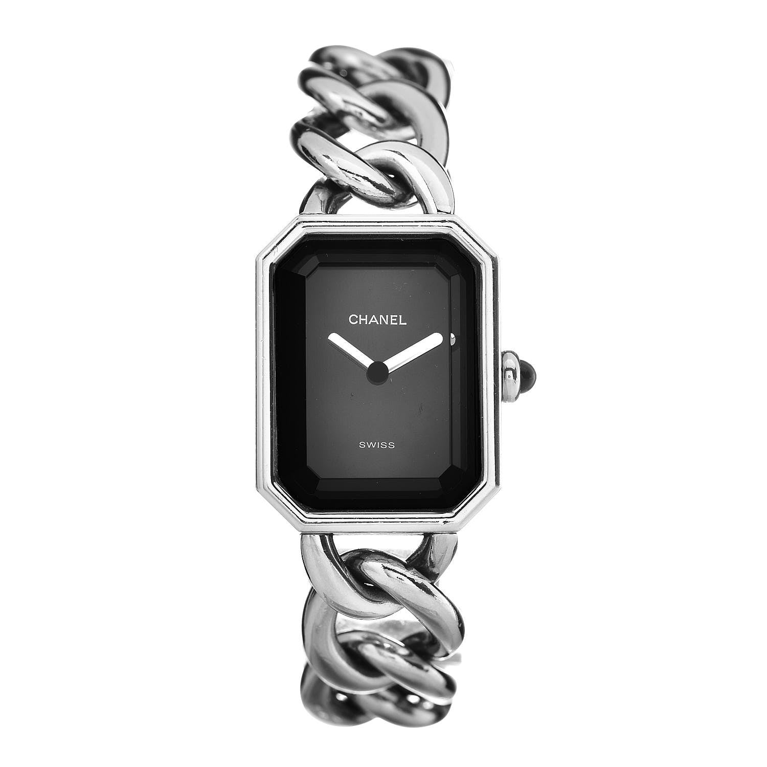 Chanel Stainless Steel 20mm Chain Premiere Quartz Watch Black L 1 of 6