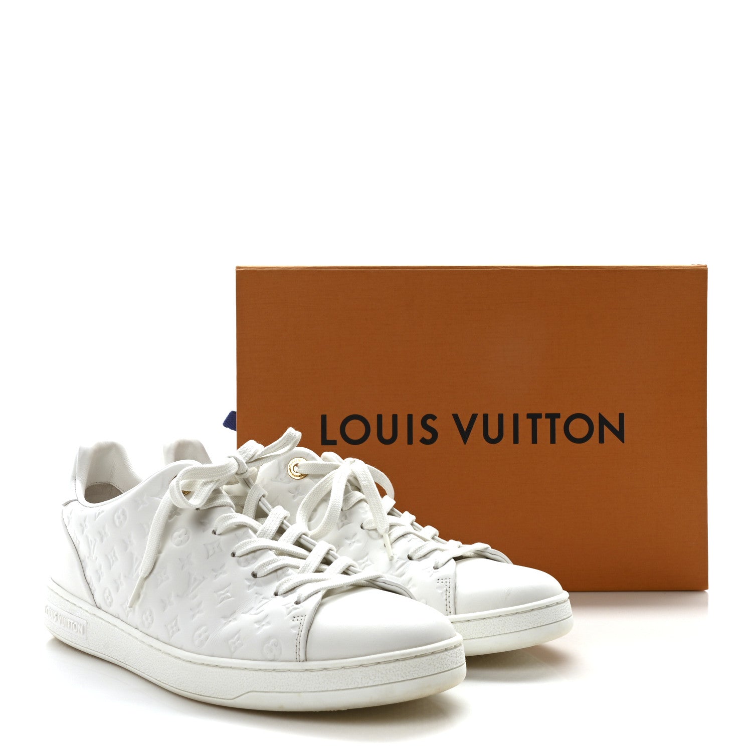 Louis Vuitton Calfskin Monogram Embossed Front Row Sneakers 40 White 10 of 10