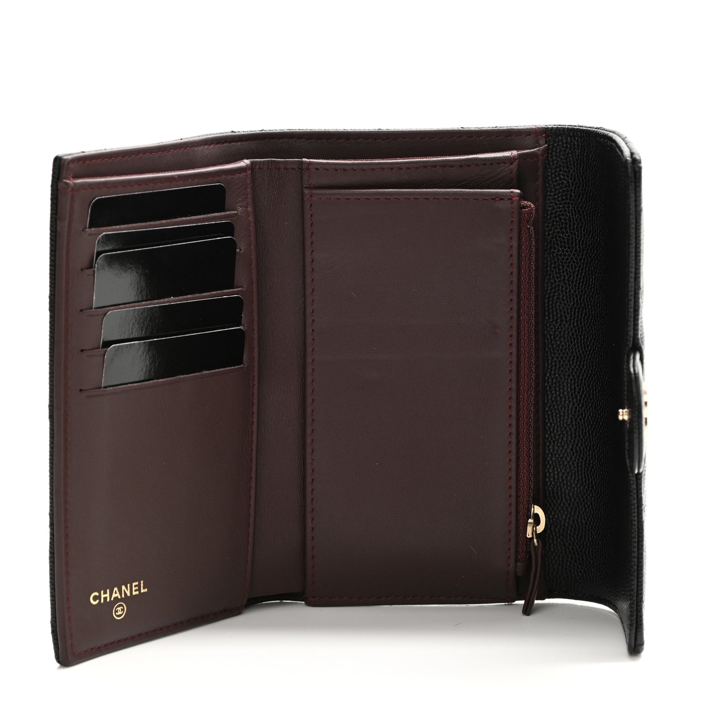 Caviar Quilted Medium Flap Wallet Black