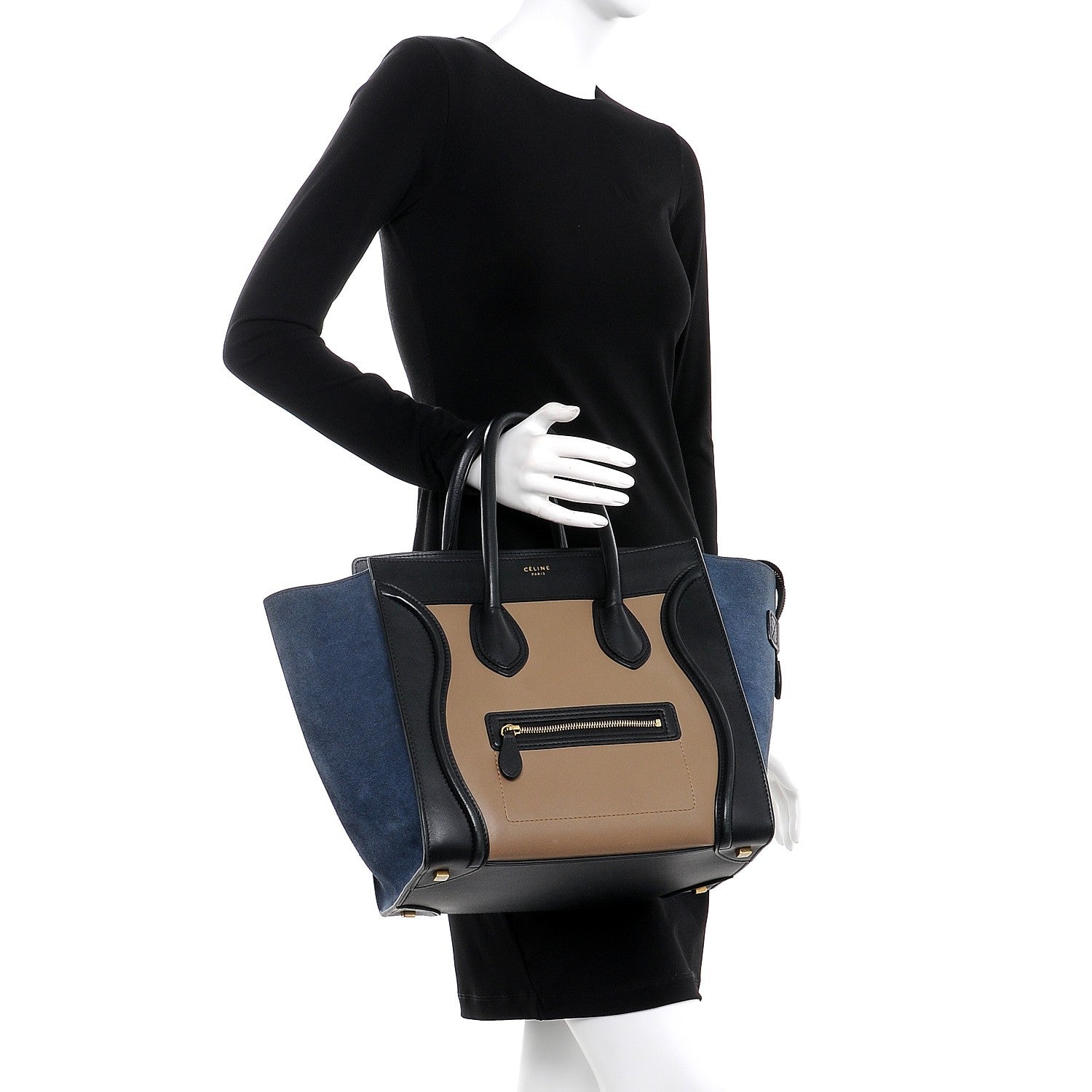 Celine Smooth Calfskin Suede Mini Tri-Color Luggage Beige 2 of 17