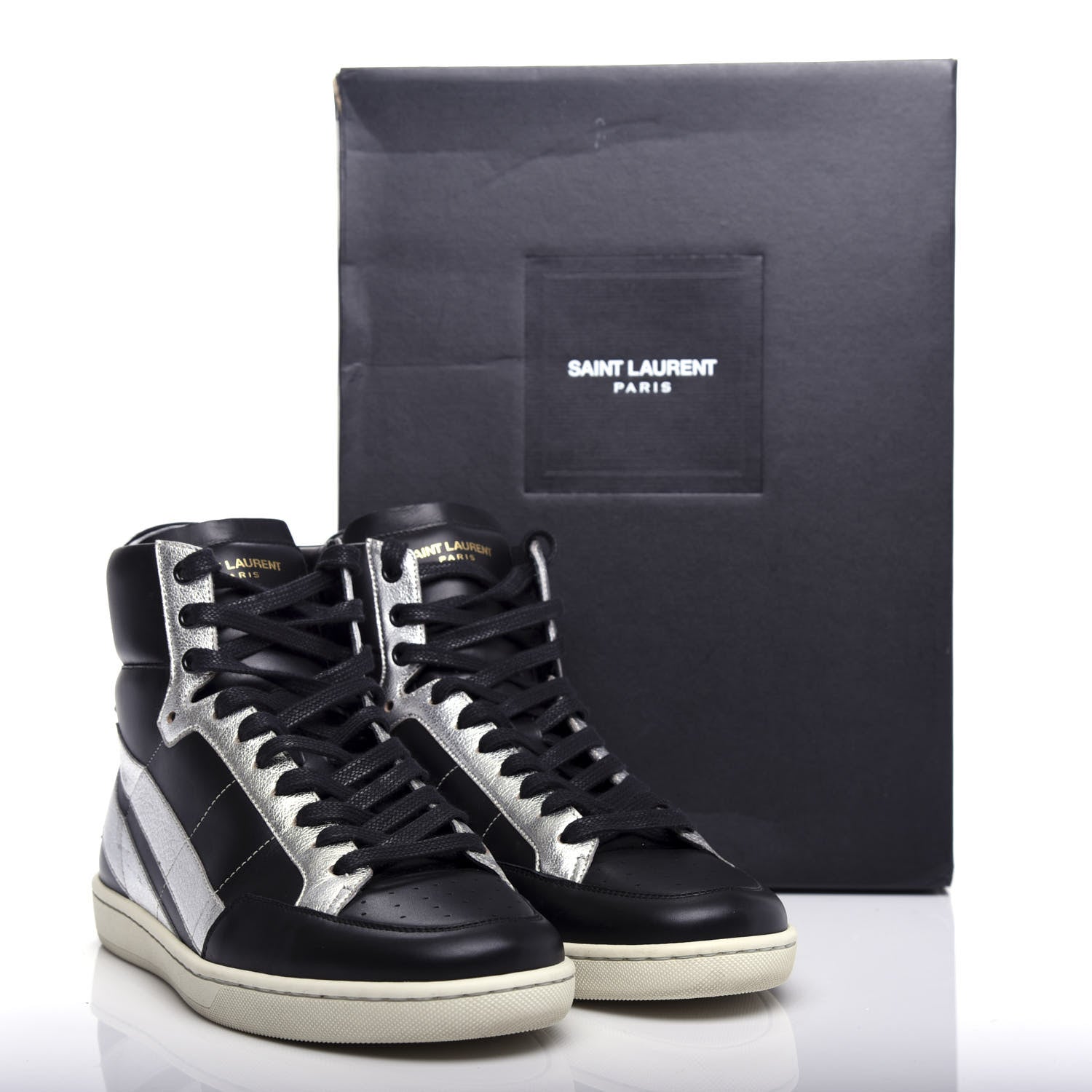 Saint Laurent Calfskin High Top Sneakers 41 Black 9 of 9
