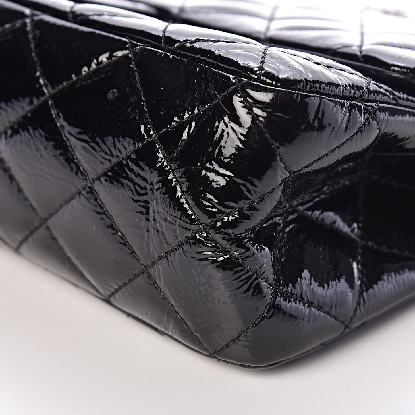 Distressed Patent Quilted 2.55 Reissue 227 Flap Black