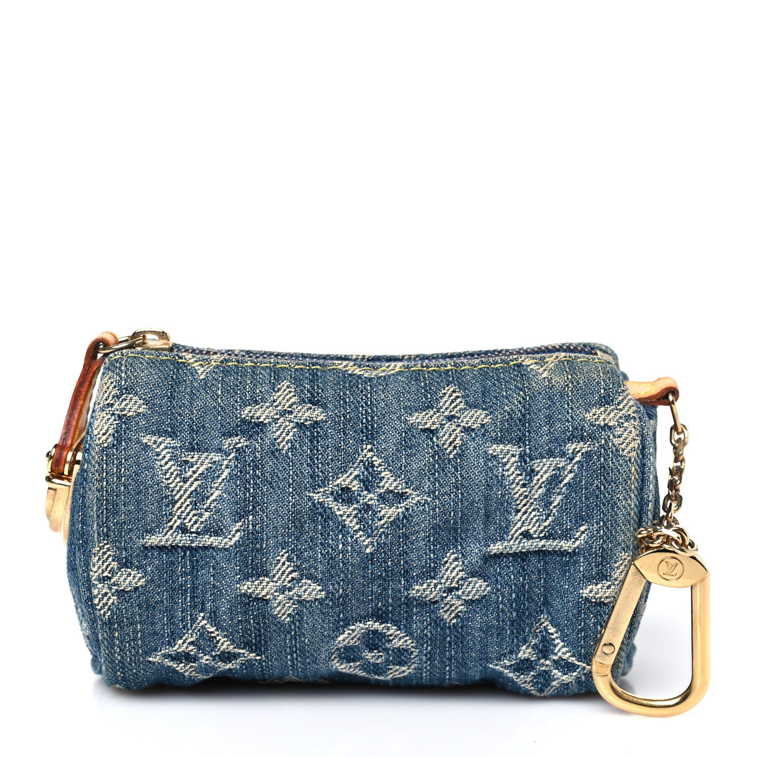 Louis Vuitton Monogram Denim Pochette Speedy PM Key Holder Blue 1 of 7