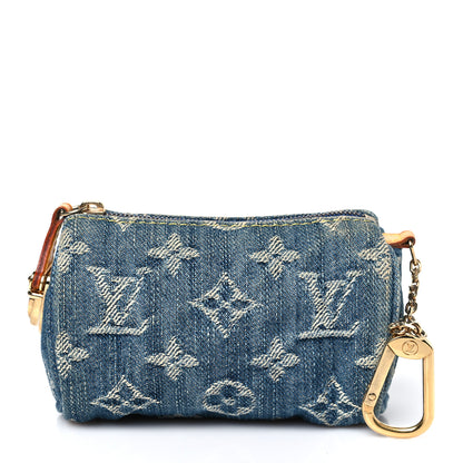 Louis Vuitton Monogram Denim Pochette Speedy PM Key Holder Blue 1 of 7