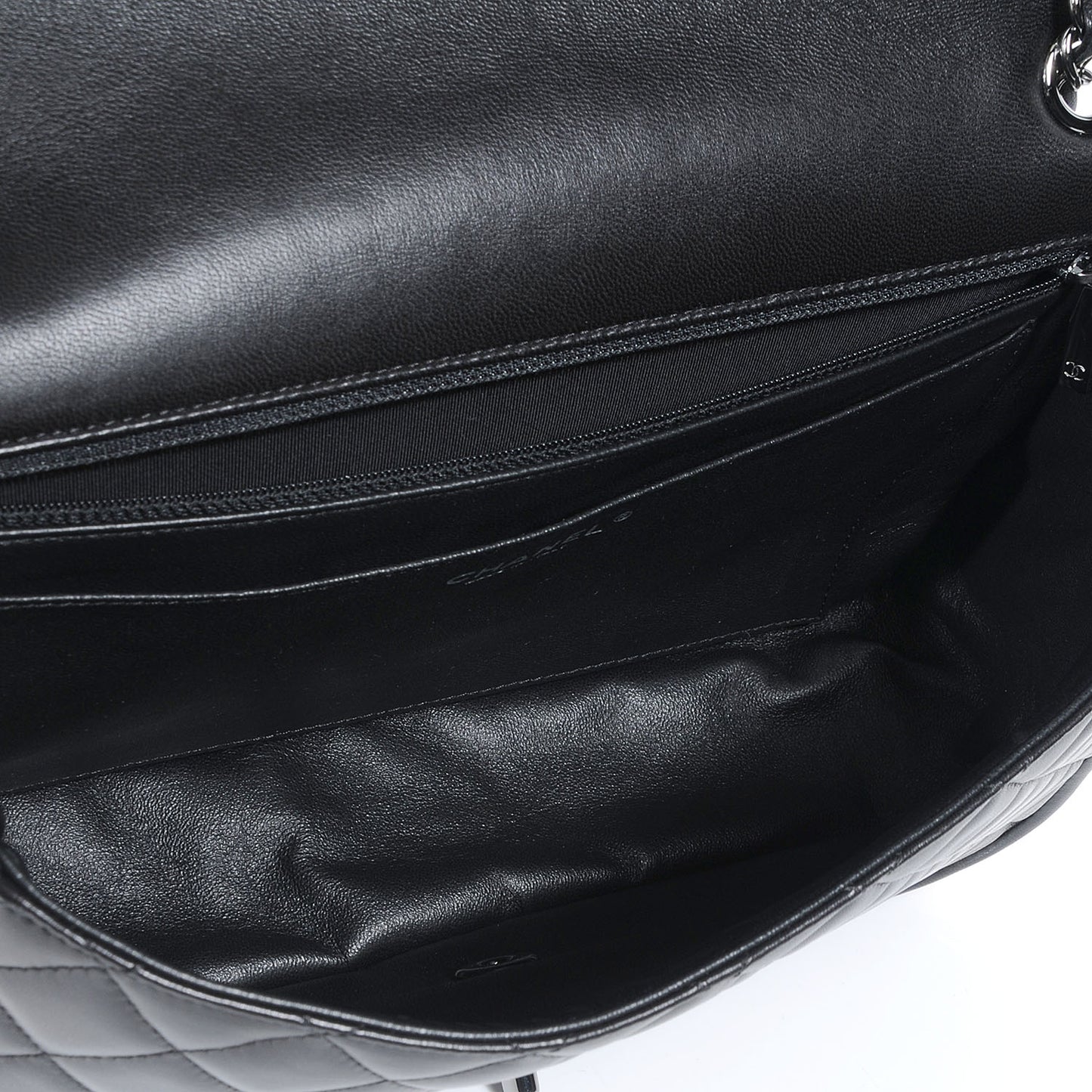 Lambskin Quilted Jumbo Classic Twist Flap Bag Black Beige