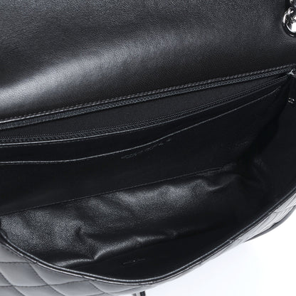 Chanel Lambskin Quilted Jumbo Classic Twist Flap Bag Black Beige 6 of 8