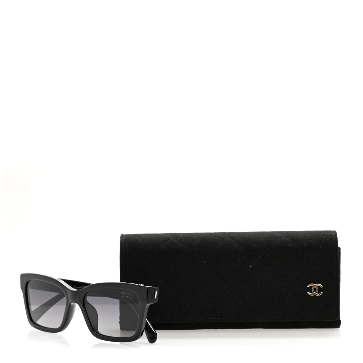 CHANEL Black Sunglasses with Black Leather Case Chanel Acetate CC Butterfly Sunglasses 5414-A Black 1833105  main image 2