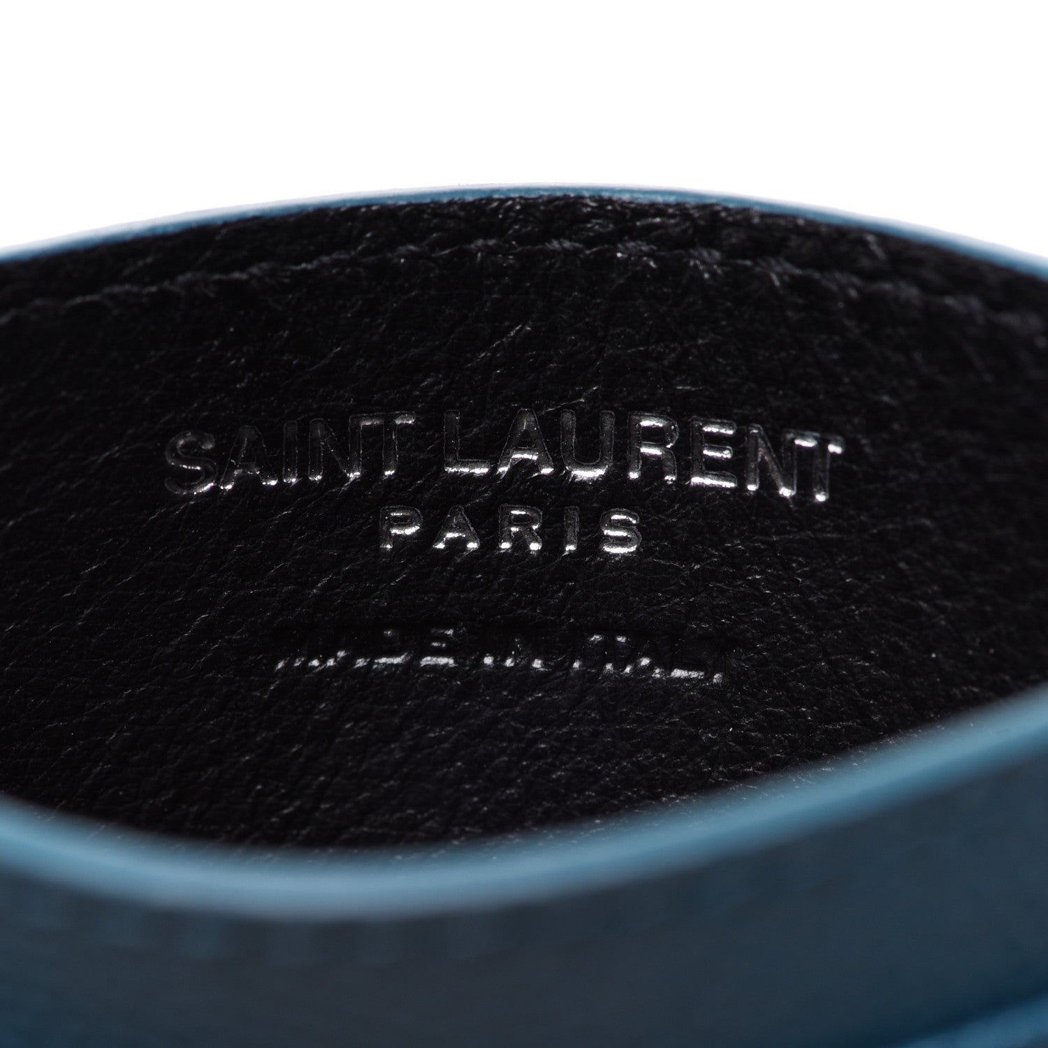 Saint Laurent Grain De Poudre Matelasse Chevron Monogram Credit Card Case Peacock Green 6 of 7