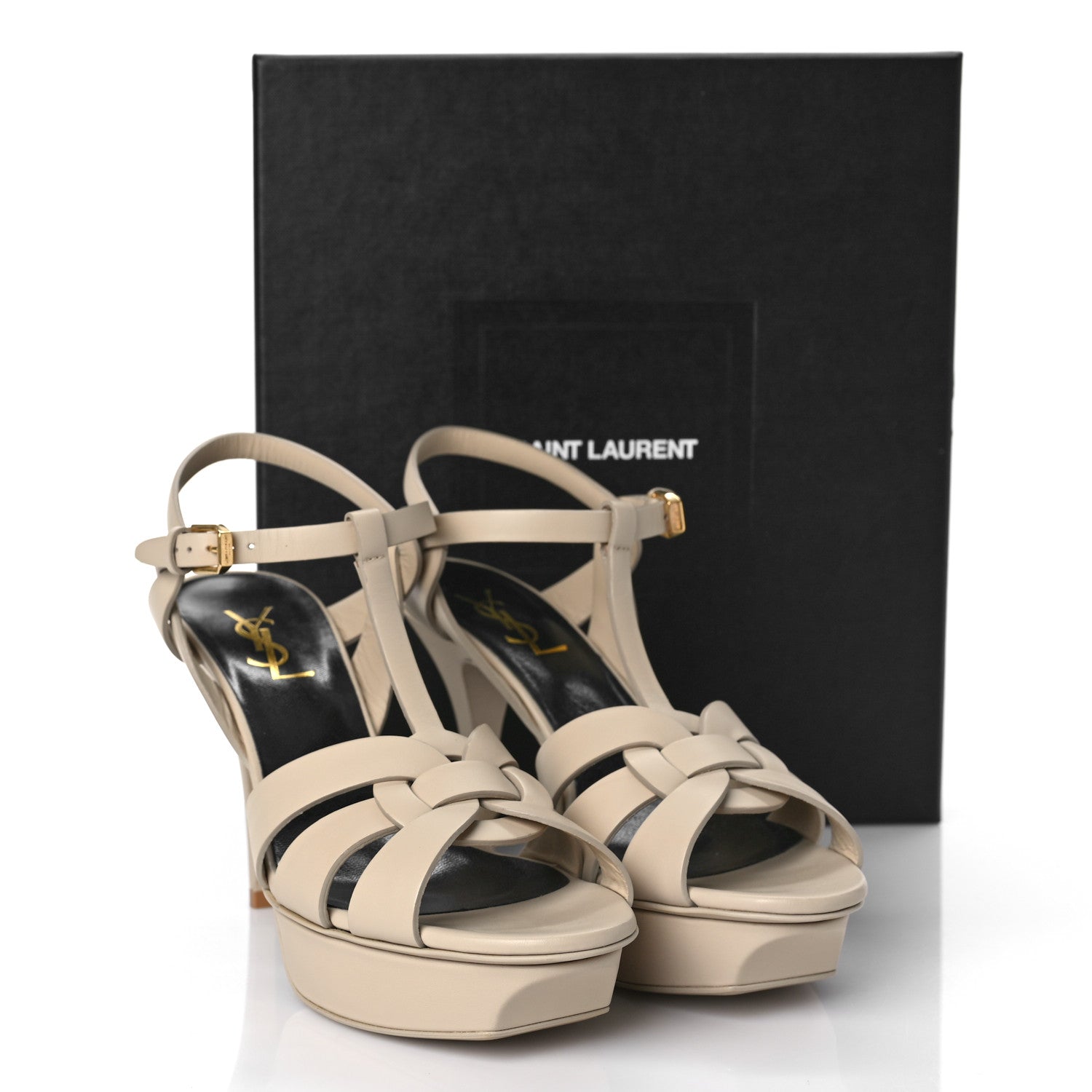 Saint Laurent Calfskin Tribute 75 Platform Sandals 39.5 Nude Powder 11 of 11