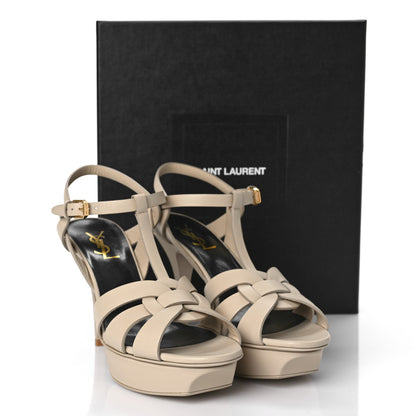Saint Laurent Calfskin Tribute 75 Platform Sandals 39.5 Nude Powder 11 of 11