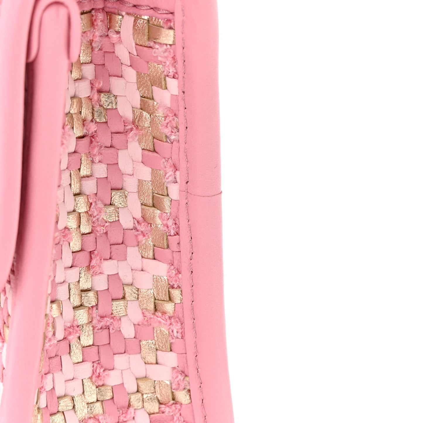 Metallic Lambskin Viscose Woven Flap Pink Gold