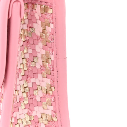 Chanel Metallic Lambskin Viscose Woven Flap Pink Gold 12 of 13