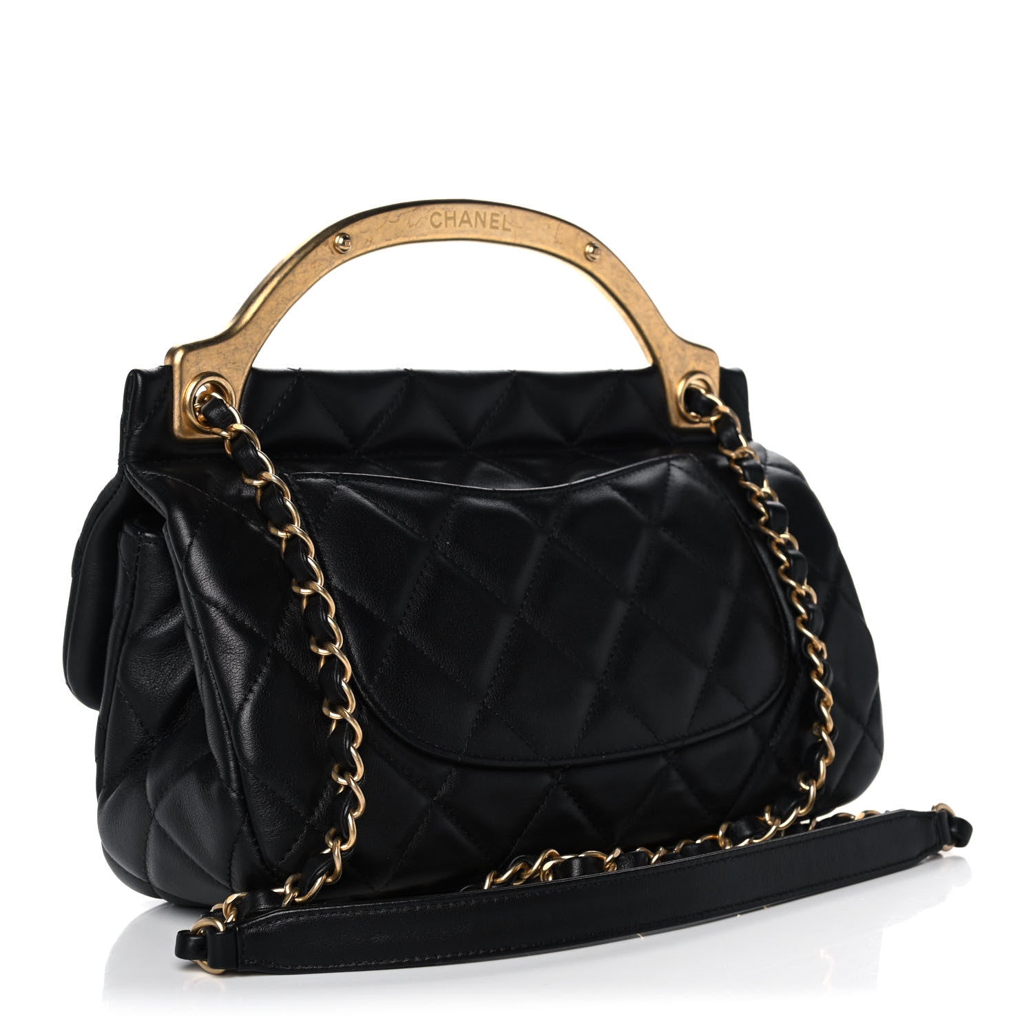 Chanel Calfskin Quilted Small Lady Handle Clutch With Chain Black 2 of 12