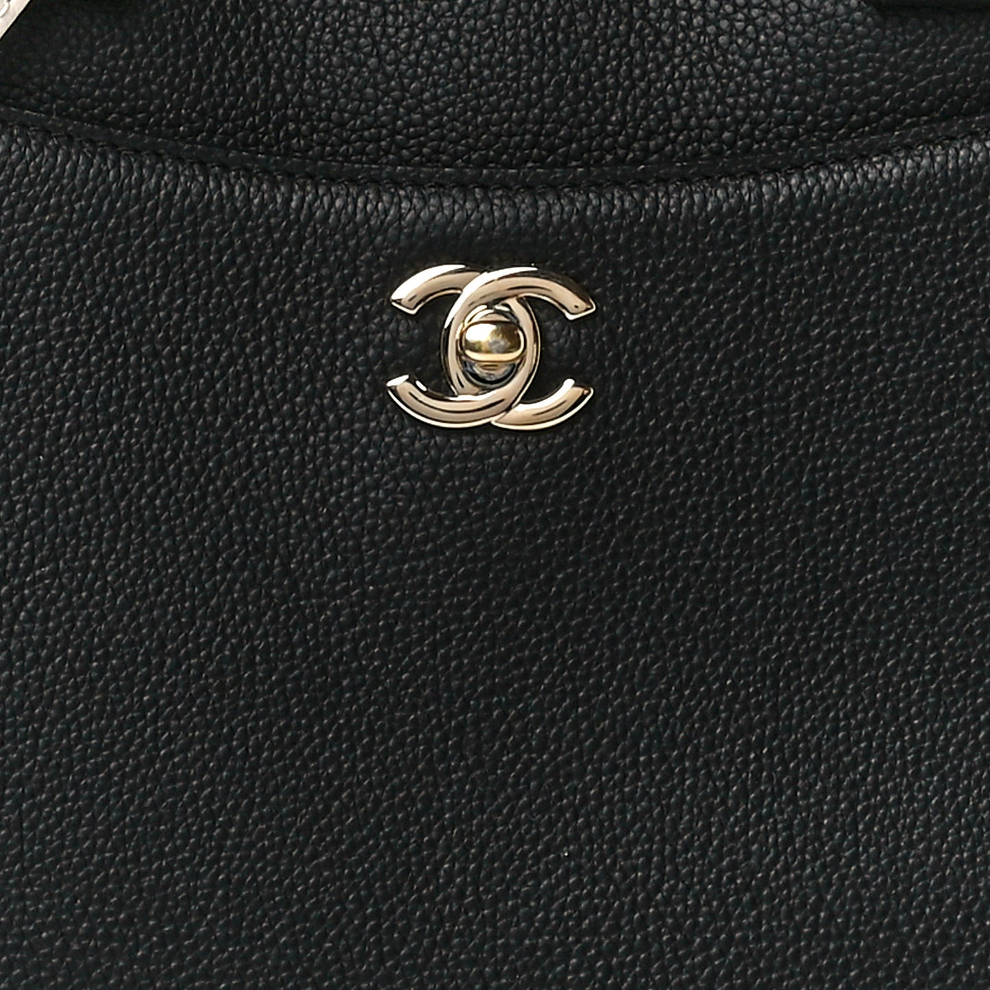 Grained Calfskin Small Bi-Color Neo Executive Shopper Tote Black Beige