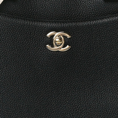 Chanel Grained Calfskin Small Bi-Color Neo Executive Shopper Tote Black Beige 8 of 11