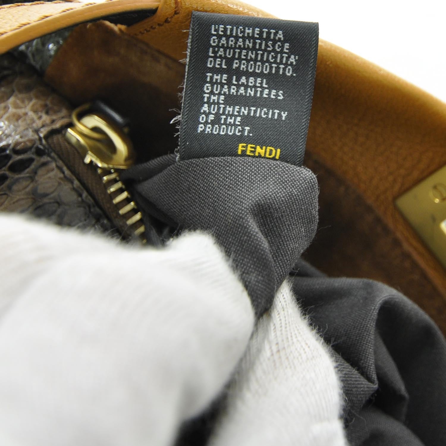 Fendi Goatskin Python Medium Peekaboo Iconic Satchel Ocra 11 of 11