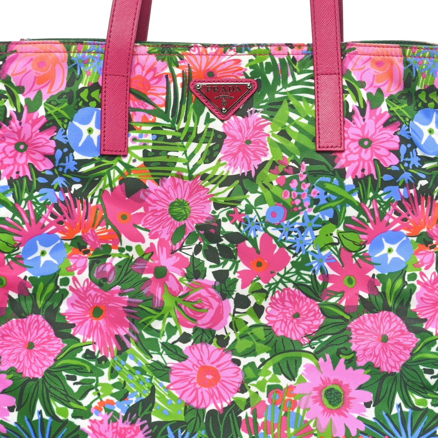 Prada Tessuto Nylon Floral Print Tote Pink 8 of 9