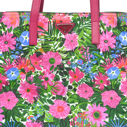Prada Tessuto Nylon Floral Print Tote Pink 8 of 9