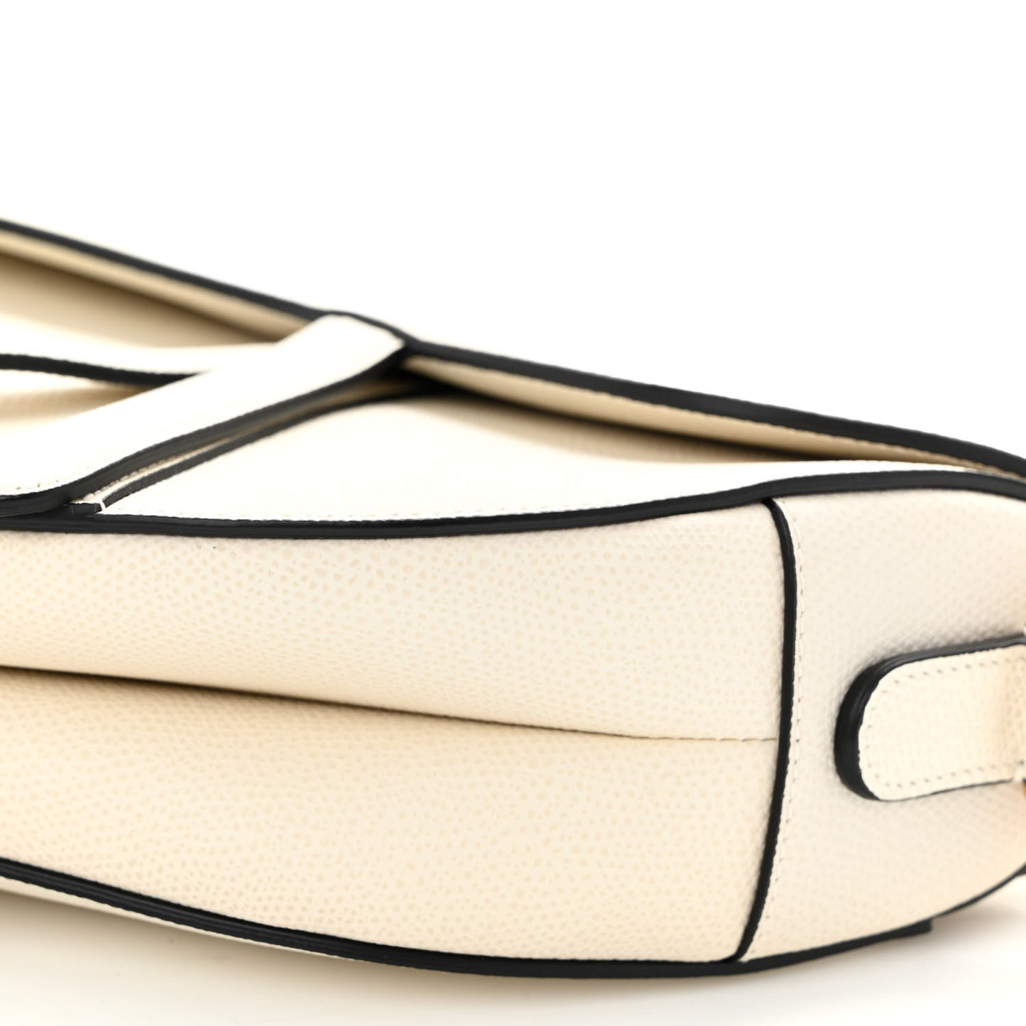 Grained Calfskin Saddle Bag White