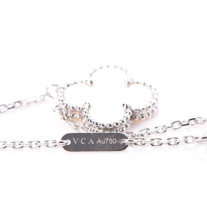 Van Cleef & Arpels 18K White Gold Mother of Pearl Vintage Alhambra Pendant Necklace 6 of 7
