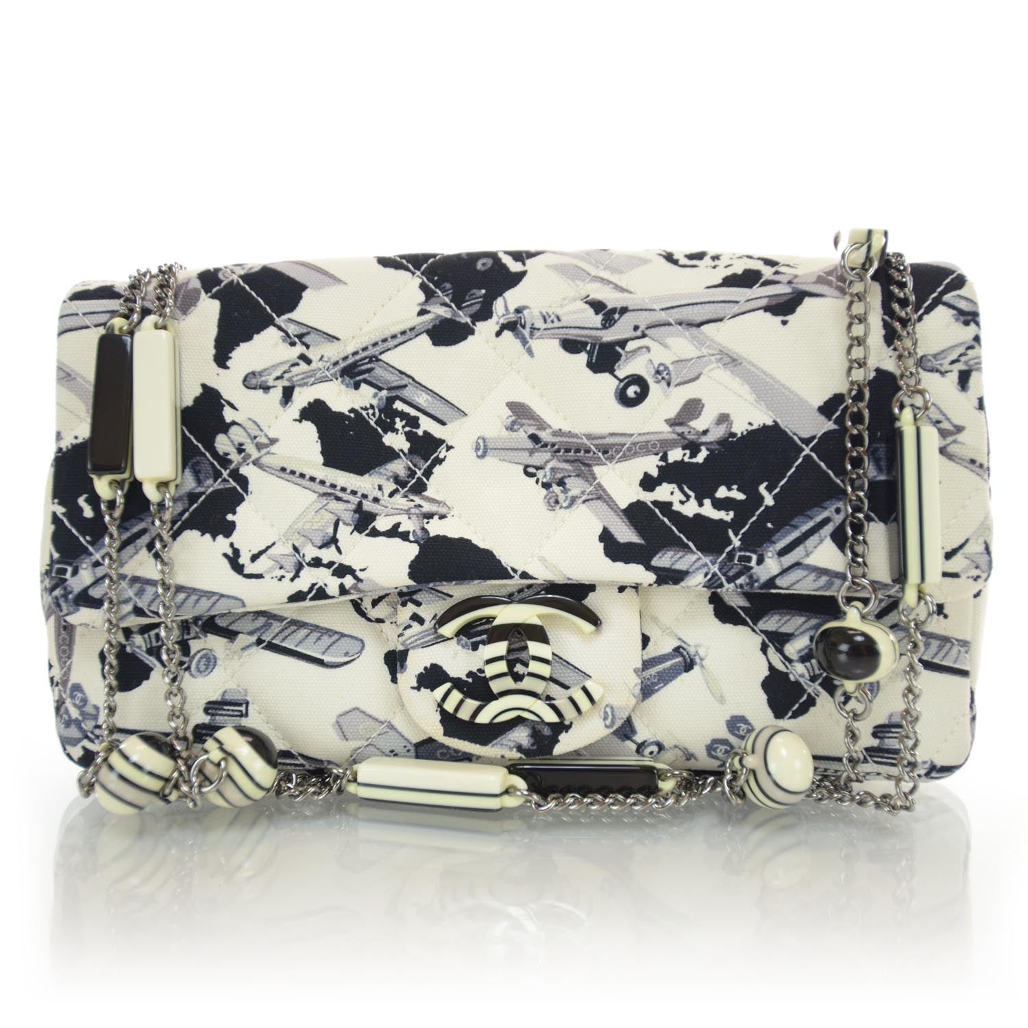 Chanel Canvas Airplane Charm Medium Flap 1 of 7