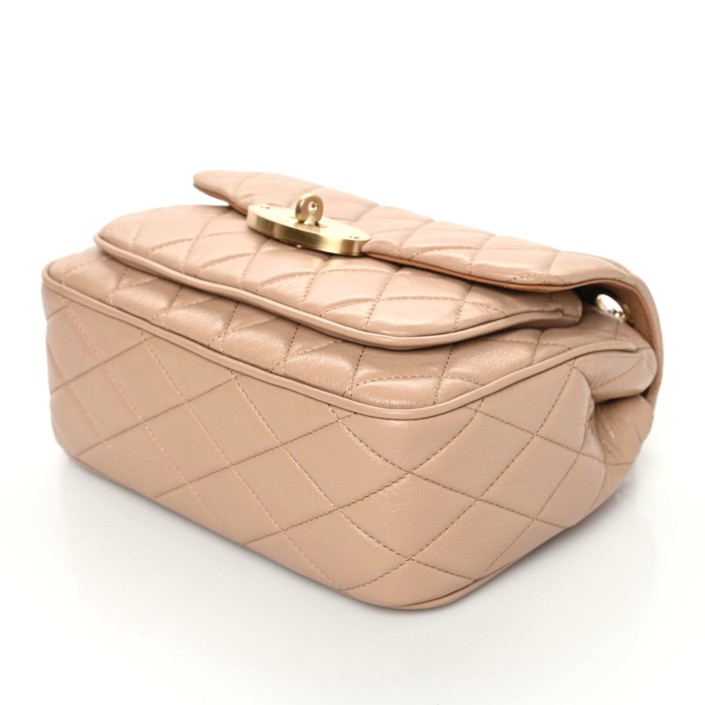 Shiny Calfskin Quilted Small Darley Shoulder Bag Light Salmon