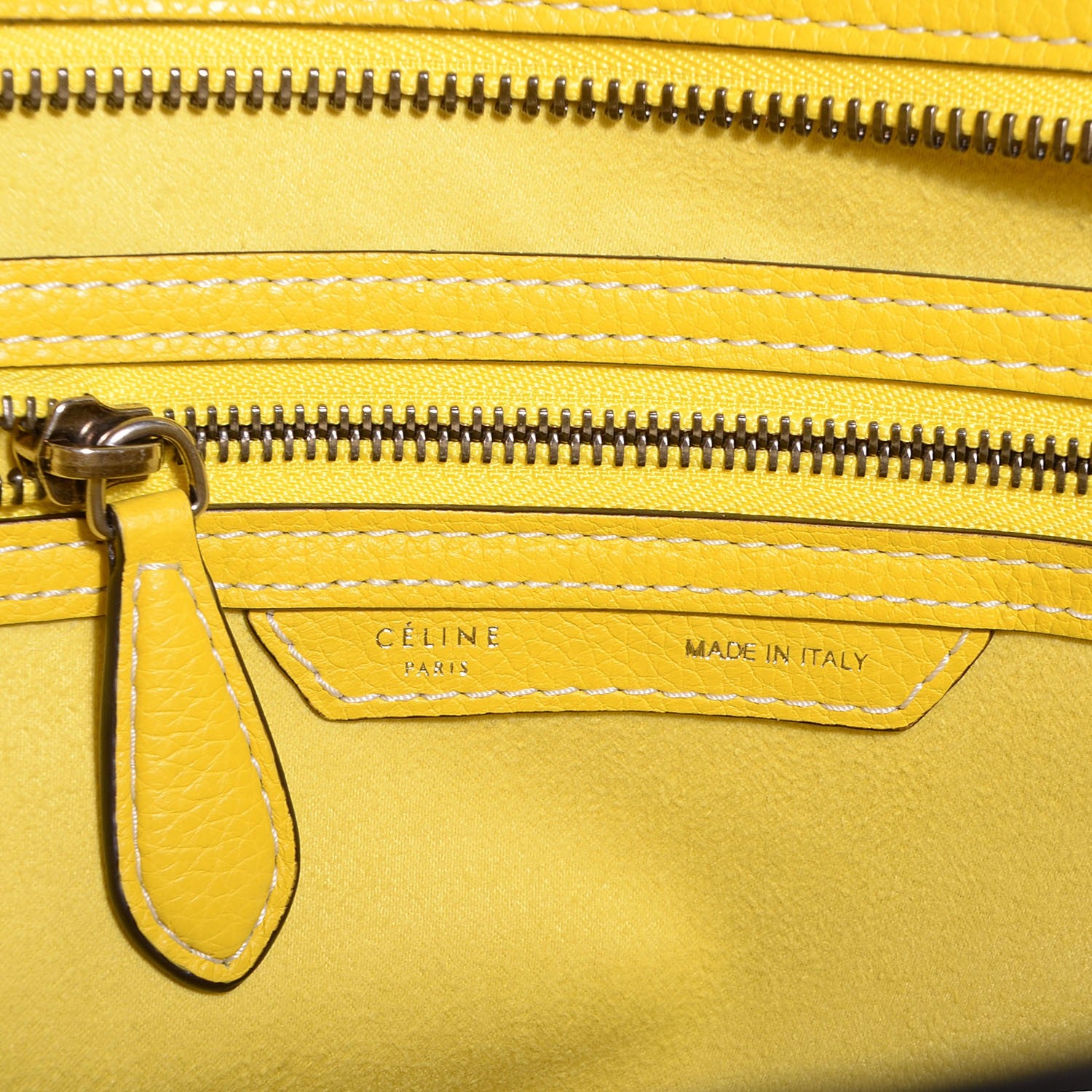 Celine Drummed Calfskin Mini Luggage Citron 6 of 9