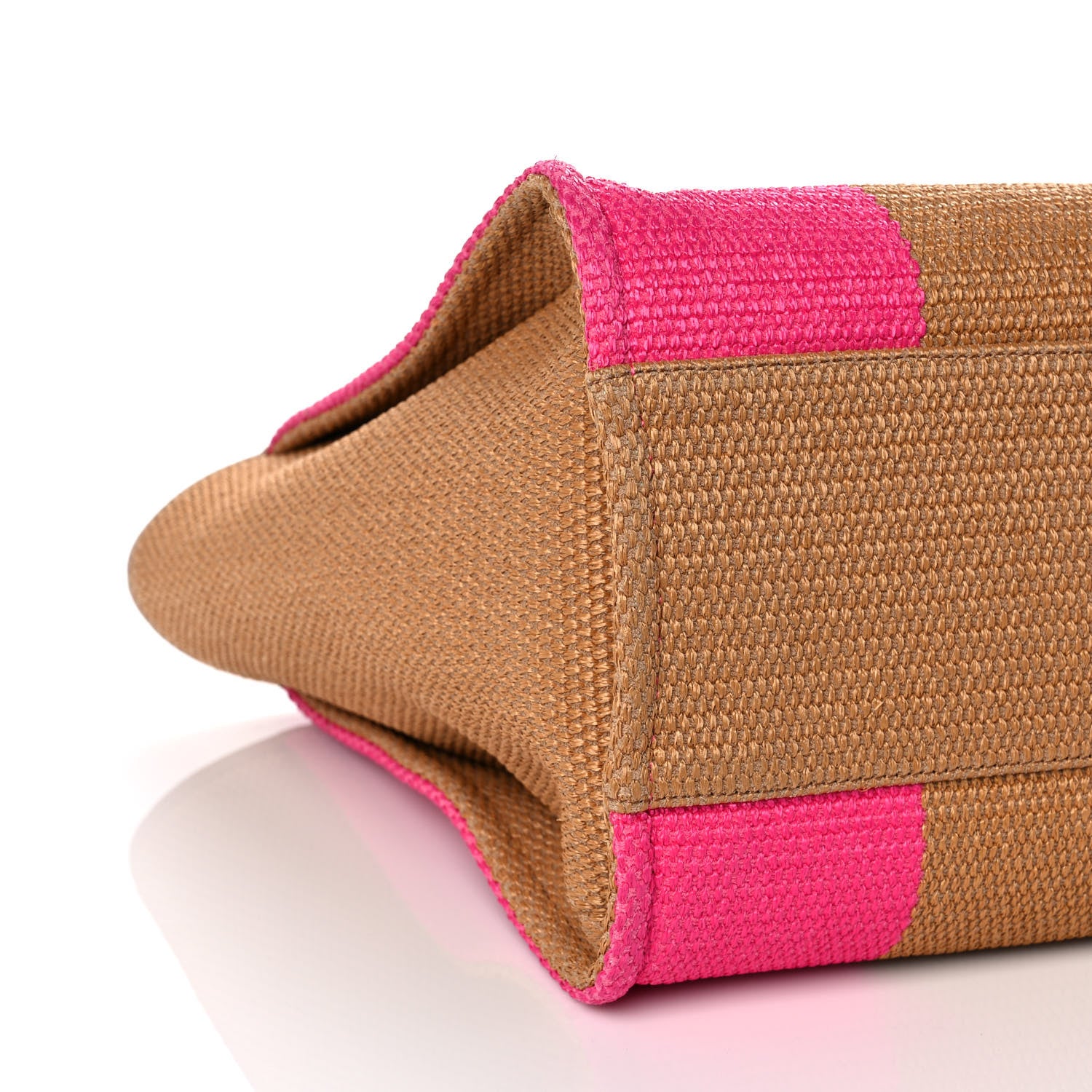 Chanel Straw Raffia Calfskin Striped Large Deauville Tote Dark Beige Fuchsia Navy Blue 8 of 10