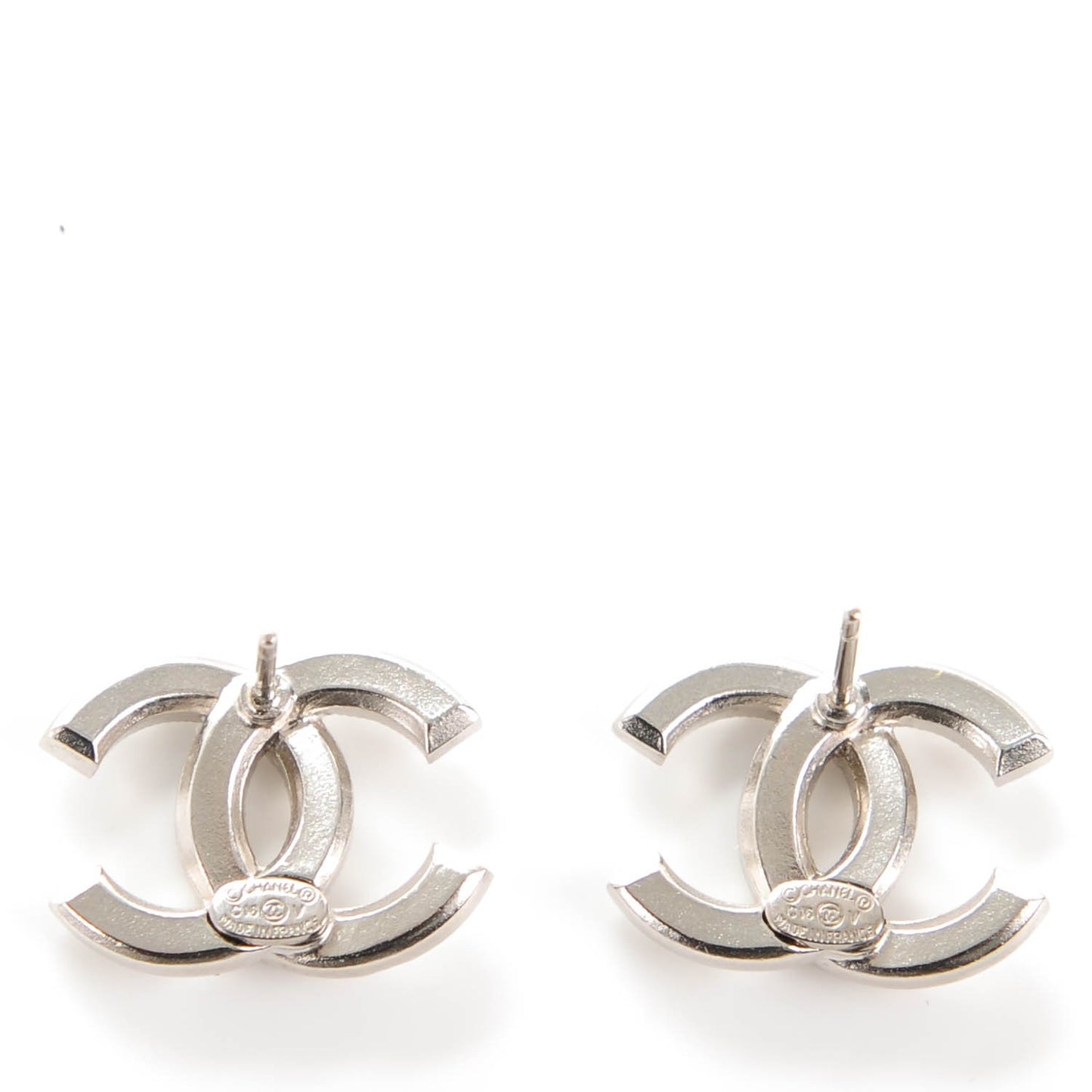 Baguette Crystal CC Earrings Silver