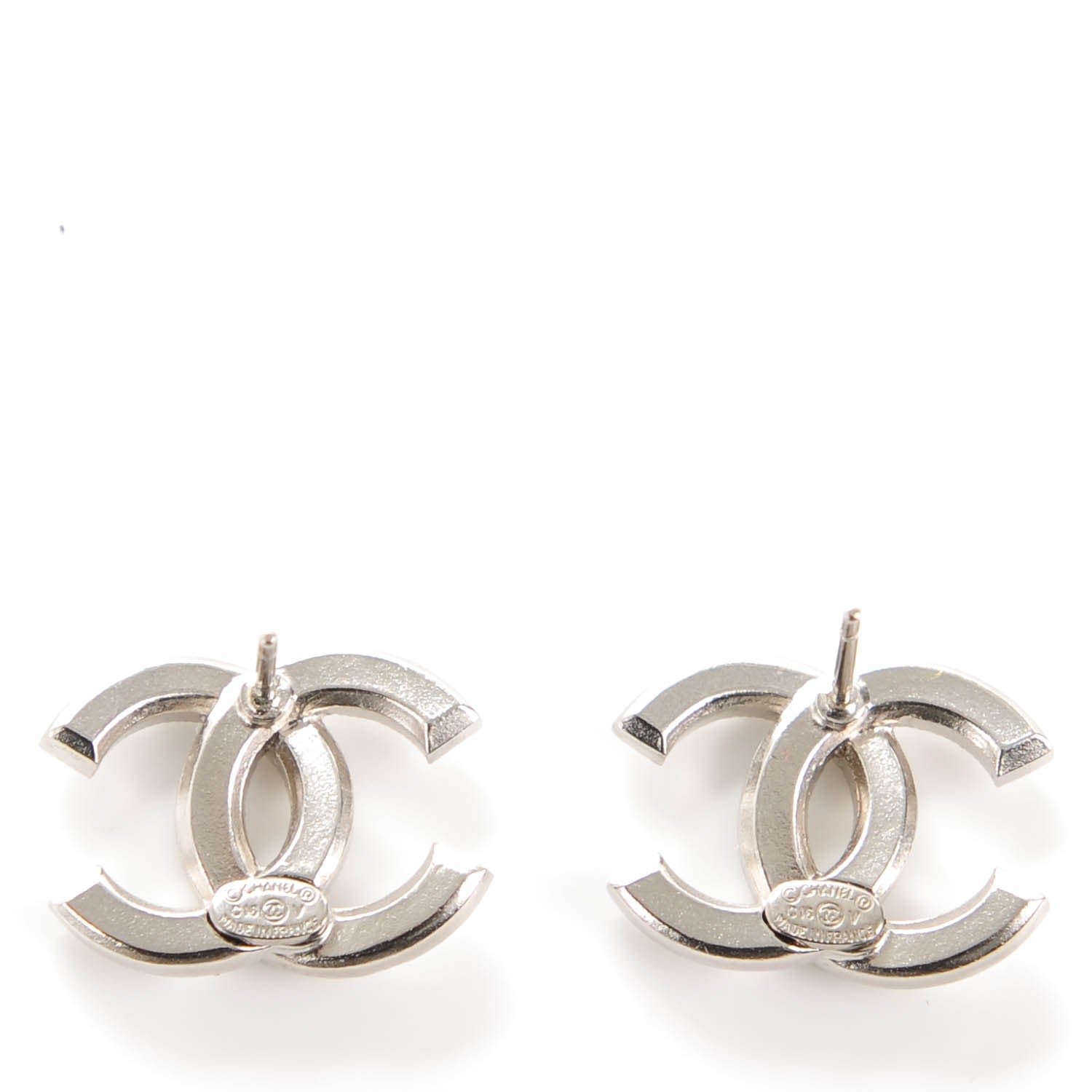 Chanel Baguette Crystal CC Earrings Silver 3 of 5