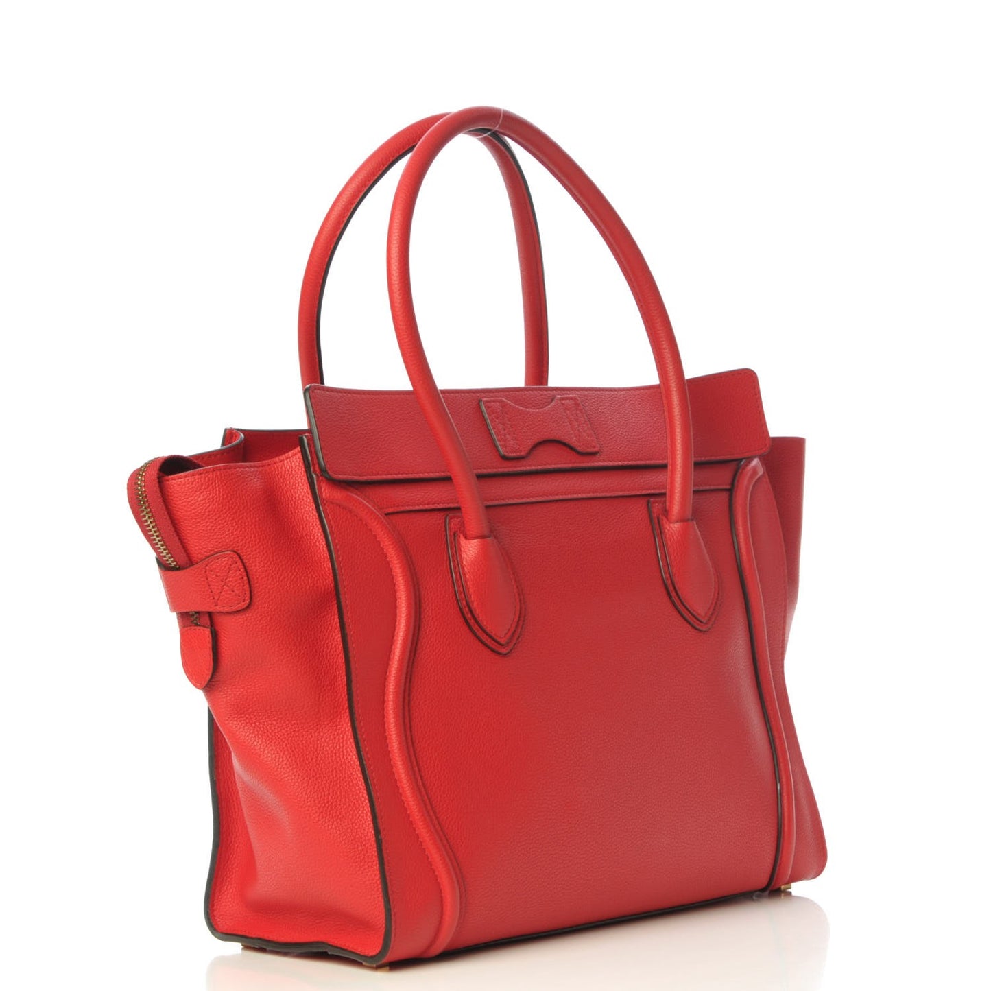Drummed Calfskin Shoulder Luggage Coquelicot
