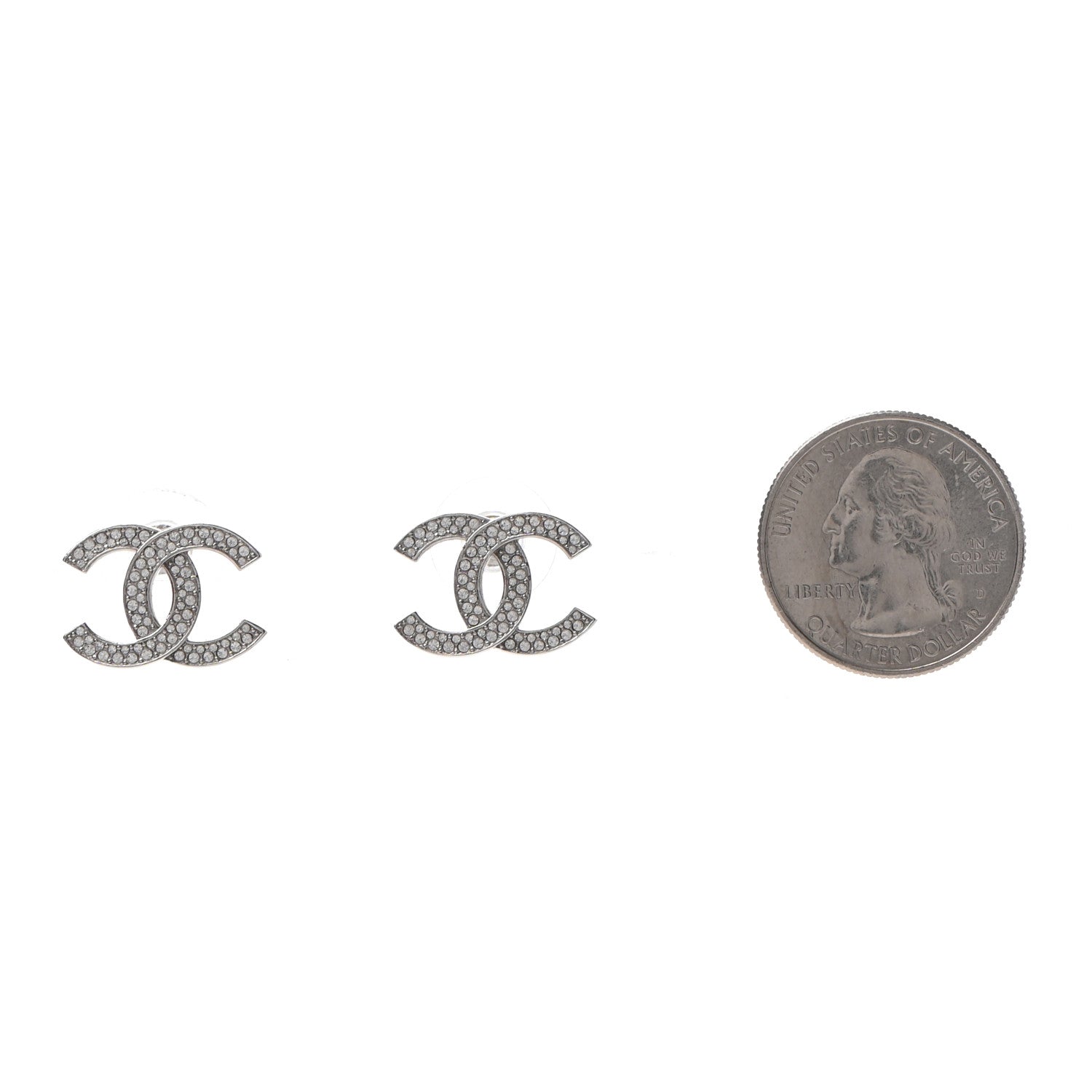 Chanel Crystal Palais Garnier CC Earrings Silver 2 of 4