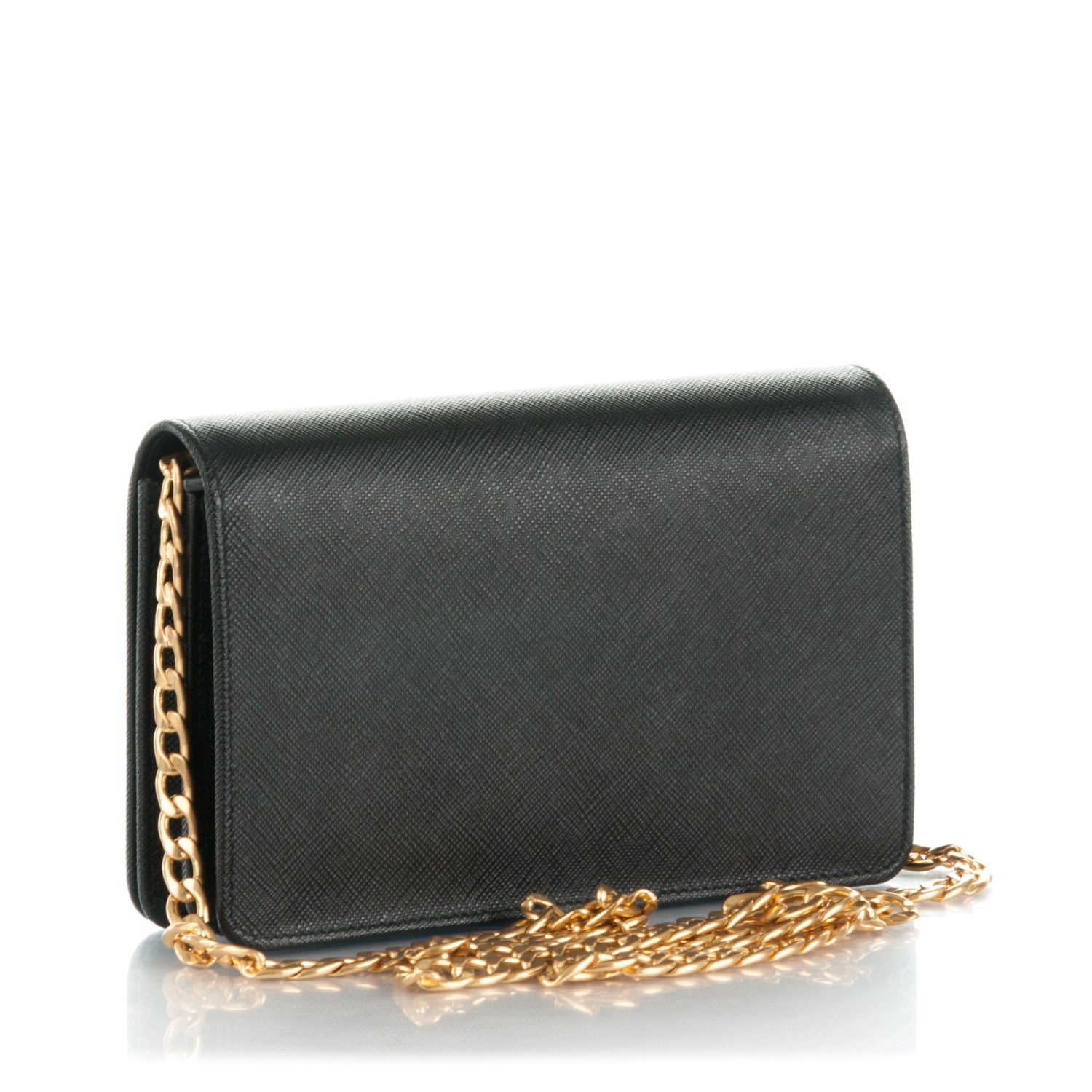 Prada Saffiano Lux Chain Wallet Nero Black 3 of 6