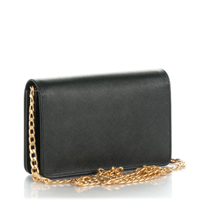 Prada Saffiano Lux Chain Wallet Nero Black 3 of 6