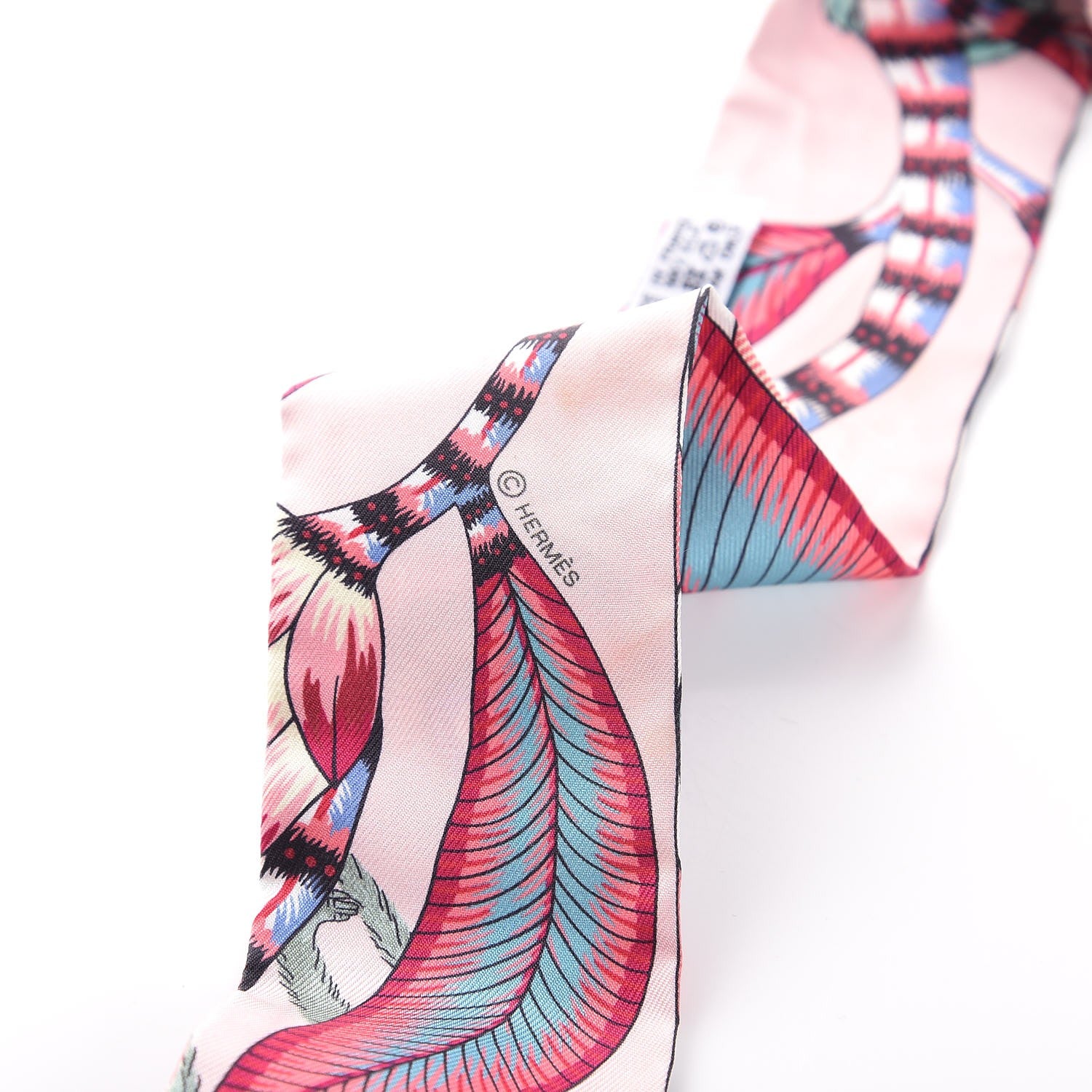 Hermes Silk Savana Dance Twilly Rose Nacre Vert Framboise 3 of 6
